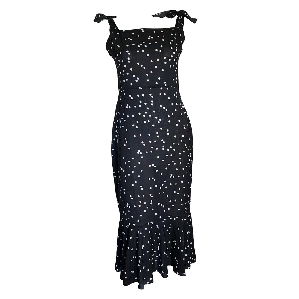 Shein‎ Dress Womens Size M Medium Black White Polka Dot Retro Mermaid Classic